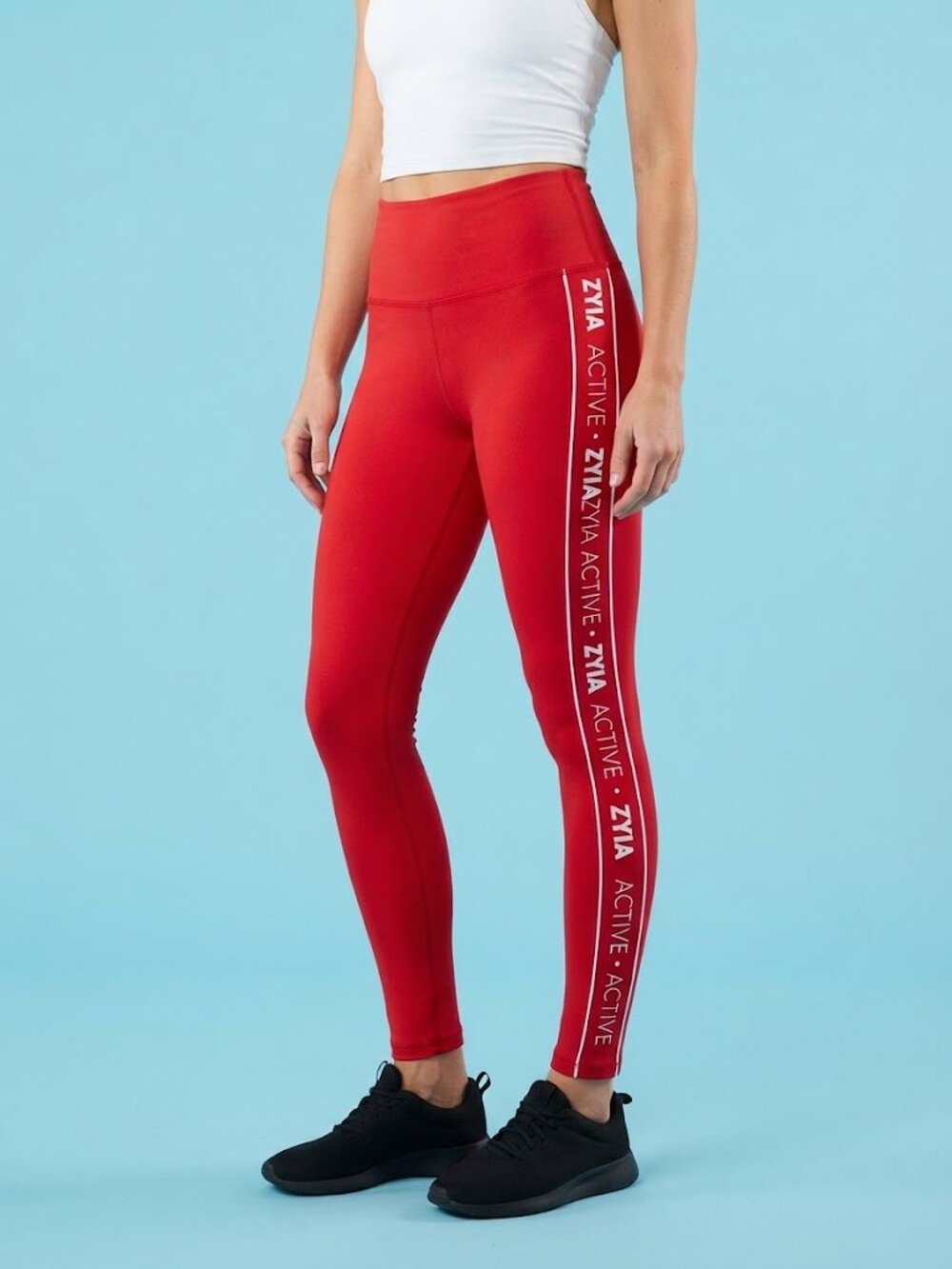 Zyia Active Red Side-Logo High-Rise Leggings